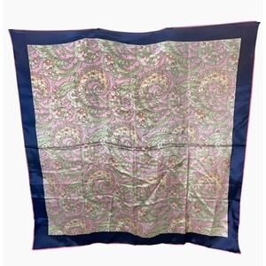 Museum Of‎ Fine Arts Boston Silk Scarf 34.5 Inch Square Pink Green Floral
